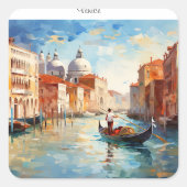 Geschilderd Venetië, Italië Vierkante Sticker (Voorkant)
