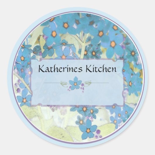 geschilderd vergeet me nots potje labels (Voorkant)