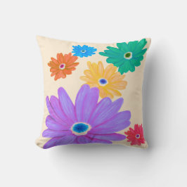 Geschilderd vet bloeiend bloemontwerp kussen