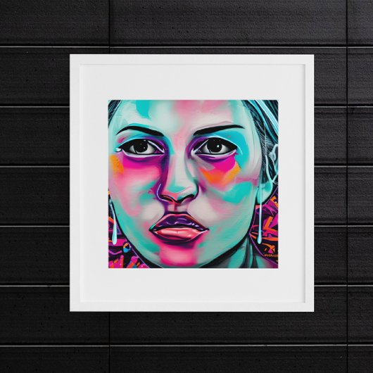 Geschilderd vrouwengezicht | AI Generated Lady's F Poster