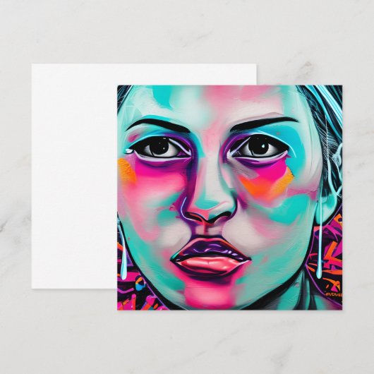 Geschilderd vrouwengezicht en scheur | Blauwgroen  (Voorkant / Achterkant)