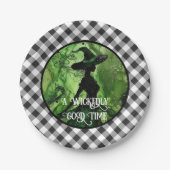 Geschilderd Wickedly goede heks Black Gingham Plai Papieren Bordje (Voorkant)