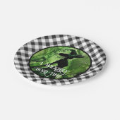 Geschilderd Wickedly goede heks Black Gingham Plai Papieren Bordje (Gekanteld)