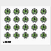 Geschilderd Wickedly goede heks Black Gingham Plai Ronde Sticker (Vel)