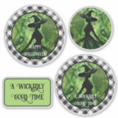 Geschilderd Wickedly Goede Heks Black Gingham Plai Sticker (Voorkant)