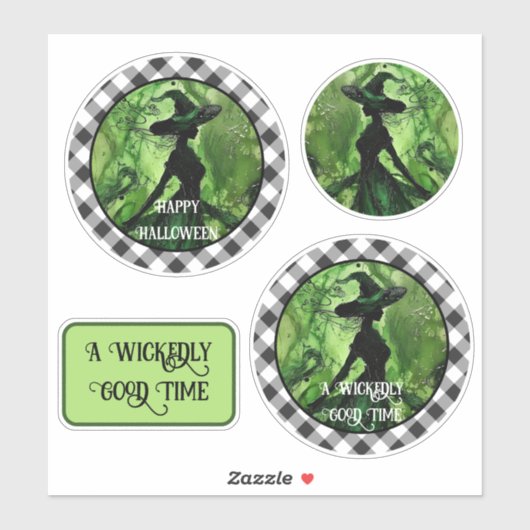 Geschilderd Wickedly Goede Heks Black Gingham Plai Sticker (Vel)