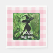 Geschilderd Wickedly Goede Heks Groen & Roze Gingh Servet (Voorkant)