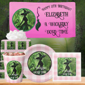 Geschilderd Wickedly Goede Heks Roze & Groene Ging Papieren Bordje