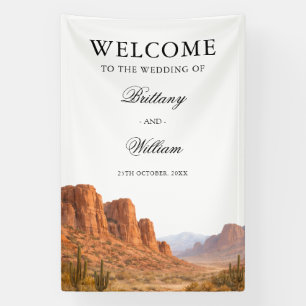 Geschilderd woestijnlandschap Welkom Bruiloft Spandoek