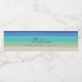 Geschilderd Zand en Oceaan Bruiloft Welkom Waterfles Etiket (Enkel label)