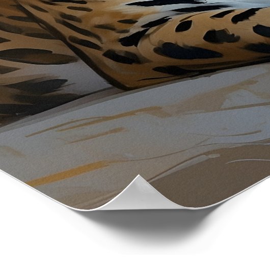 Geschilderd Zittend Luipaard Kunst Poster (Hoek)