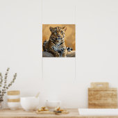 Geschilderd Zittend Luipaard Kunst Poster (Keuken)
