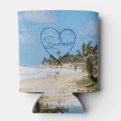 Geschilderd "Zomer" Hart Typografie Strand Scène Blikjeskoeler (Achterkant)