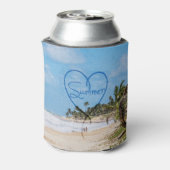 Geschilderd "Zomer" Hart Typografie Strand Scène Blikjeskoeler (Blikje Achterkant)