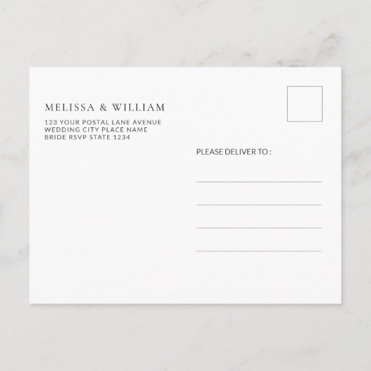 geschilderd zwart bruiloft uitnodiging briefkaart (Achterkant)