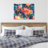 Geschilderde Abstracte Bloemige Reuzen Mums Canvas Afdruk (Insitu (Slaapkamer))