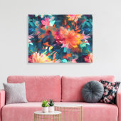 Geschilderde Abstracte Bloemige Reuzen Mums Canvas Afdruk (Insitu (Woonkamer))