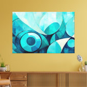 Geschilderde abstracte kunst in blauw 02 canvas afdruk (Insitu (Woonkamer))