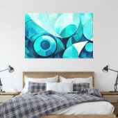 Geschilderde abstracte kunst in blauw 02 canvas afdruk (Insitu (Slaapkamer))