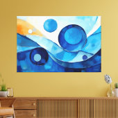 Geschilderde abstracte kunst in blauw 03 canvas afdruk (Insitu (Woonkamer))