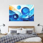 Geschilderde abstracte kunst in blauw 03 canvas afdruk (Insitu (Slaapkamer))