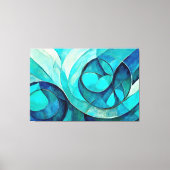 Geschilderde abstracte kunst in blauw canvas afdruk (Voorkant)