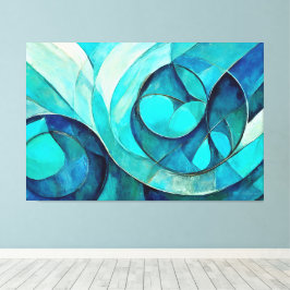 Geschilderde abstracte kunst in blauw canvas afdruk