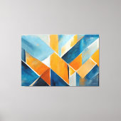 Geschilderde abstracte kunst in blauw oranje canvas afdruk (Voorkant)