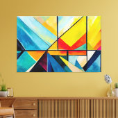 Geschilderde abstracte kunst meerkleurig canvas afdruk (Insitu (Woonkamer))