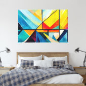 Geschilderde abstracte kunst meerkleurig canvas afdruk (Insitu (Slaapkamer))