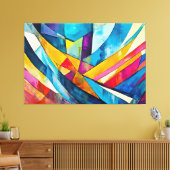 Geschilderde abstracte kunst meerkleurig canvas afdruk (Insitu (Woonkamer))