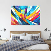 Geschilderde abstracte kunst meerkleurig canvas afdruk (Insitu (Slaapkamer))