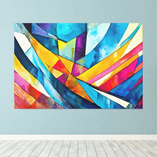 Geschilderde abstracte kunst meerkleurig canvas afdruk (Insitu (Houten vloer))