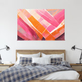 Geschilderde abstracte kunst roze canvas afdruk (Insitu (Slaapkamer))