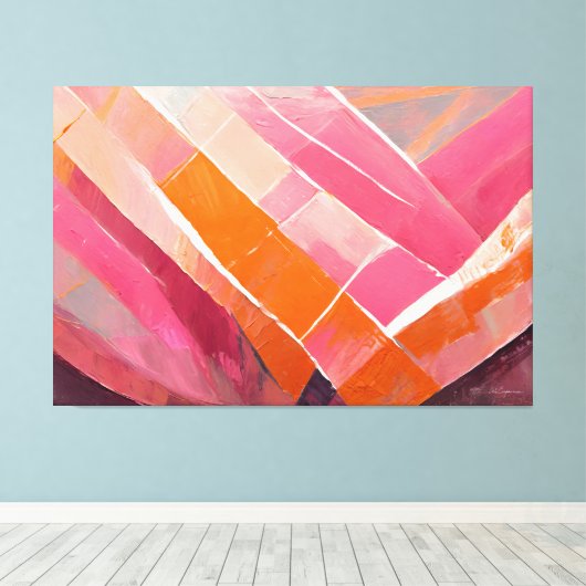 Geschilderde abstracte kunst roze canvas afdruk (Insitu (Houten vloer))