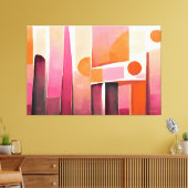 Geschilderde abstracte kunst roze canvas afdruk (Insitu (Woonkamer))