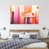 Geschilderde abstracte kunst roze canvas afdruk (Insitu (Slaapkamer))