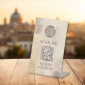 Geschilderde Abstracte Logo en QR-code contactloos Reclamebord Met Voetstuk