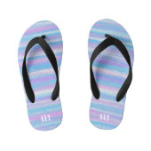 Geschilderde Acryl Strepen Turquoise Roze Paars Kinder Teenslippers (Voetbed)