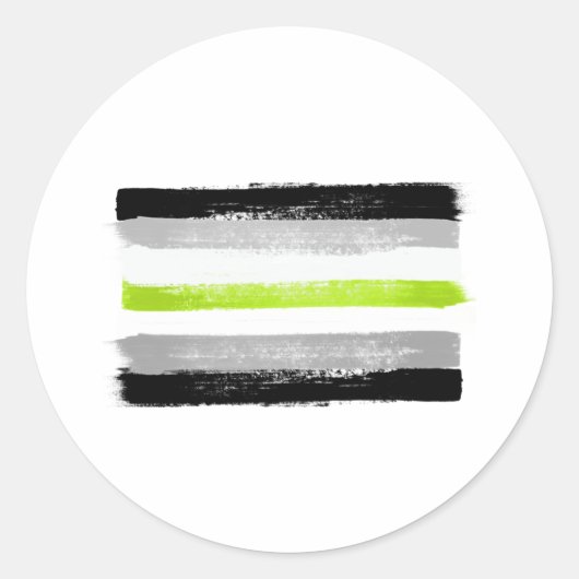 GESCHILDERDE AGENDER PRIDE VLAG RONDE STICKER (Voorkant)