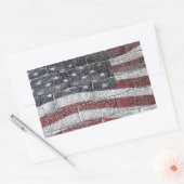 Geschilderde Amerikaanse vlag op bakstenen muurtex Rechthoekige Sticker (Envelop)