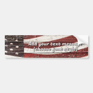 Geschilderde Amerikaanse vlag op een robuuste hout Bumpersticker