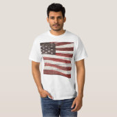 Geschilderde Amerikaanse Vlag op Houten Textuur T-shirt (Voorkant volledig)