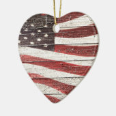 Geschilderde Amerikaanse vlag op roestige houtstru Keramisch Ornament (Links)