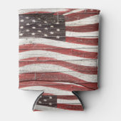 Geschilderde Amerikaanse vlag op rustieke Wood-Loo Blikjeskoeler (Voorkant)