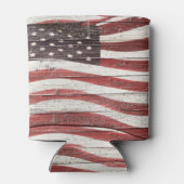 Geschilderde Amerikaanse vlag op rustieke Wood-Loo Blikjeskoeler (Achterkant)
