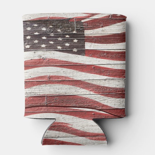 Geschilderde Amerikaanse vlag op rustieke Wood-Loo Blikjeskoeler (Achterkant)