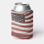 Geschilderde Amerikaanse vlag op rustieke Wood-Loo Blikjeskoeler (Blikje Achterkant)