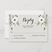 Geschilderde Anemonen - Bruiloft RSVP Kaart (Voorkant)