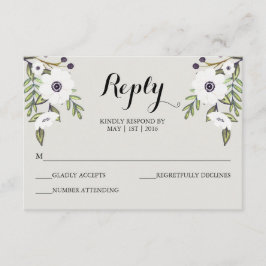 Geschilderde Anemonen - Huwelijk RSVP Kaart